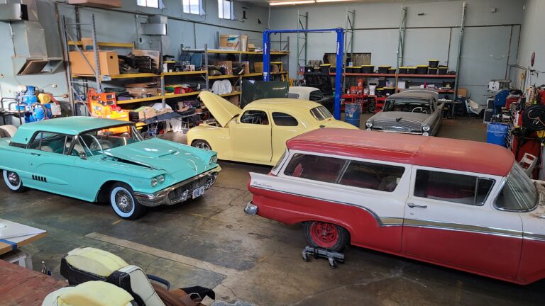 shop full of classic cars